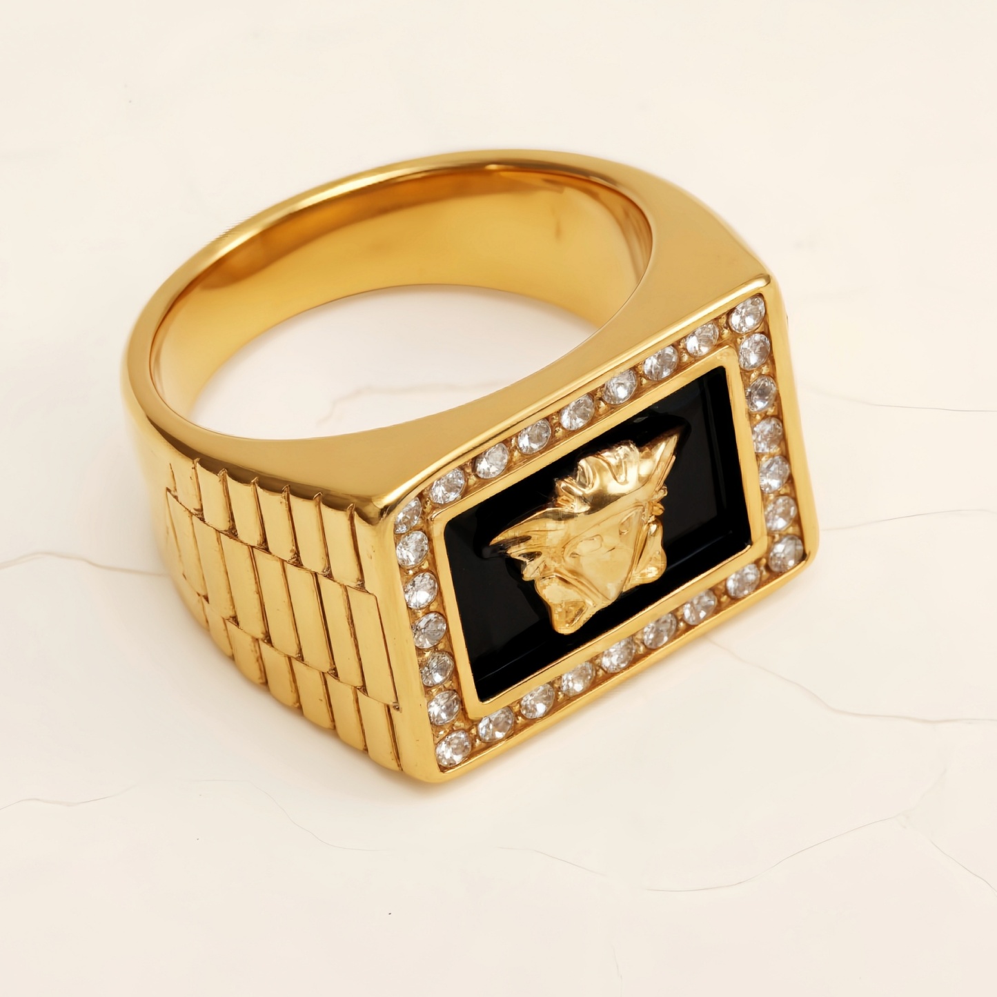 Classic Medusa Diamond - inlaid Gold/Silver Ring, Must - have Item for Fashionistas | DZ299-JinBaoJewerly