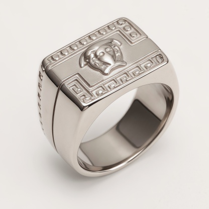 Men's Vintage Totem Two - Tone Stainless Steel Ring, Bold Statement Band | G00698-JinBaoJewerly