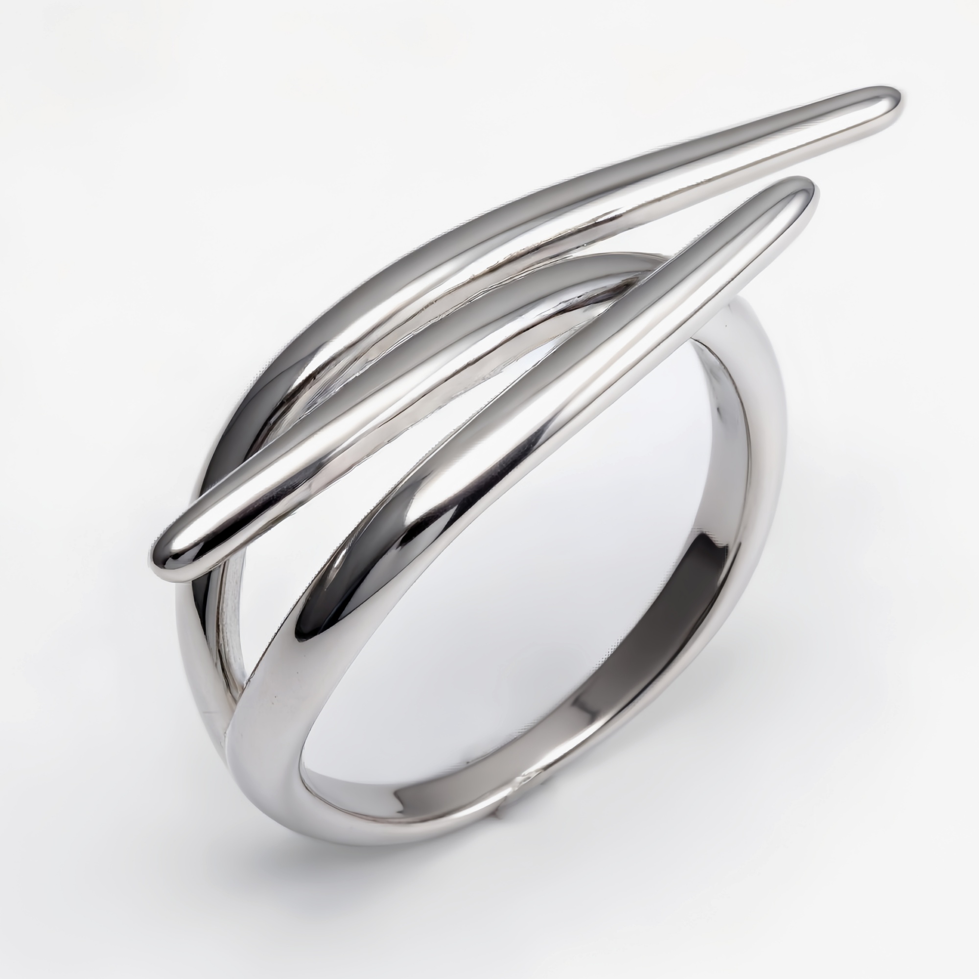 Gold - Silver Bicolor Crossed Streamline Ring, Stylish and Personalized Trendy Band | G004949-JinBaoJewerly