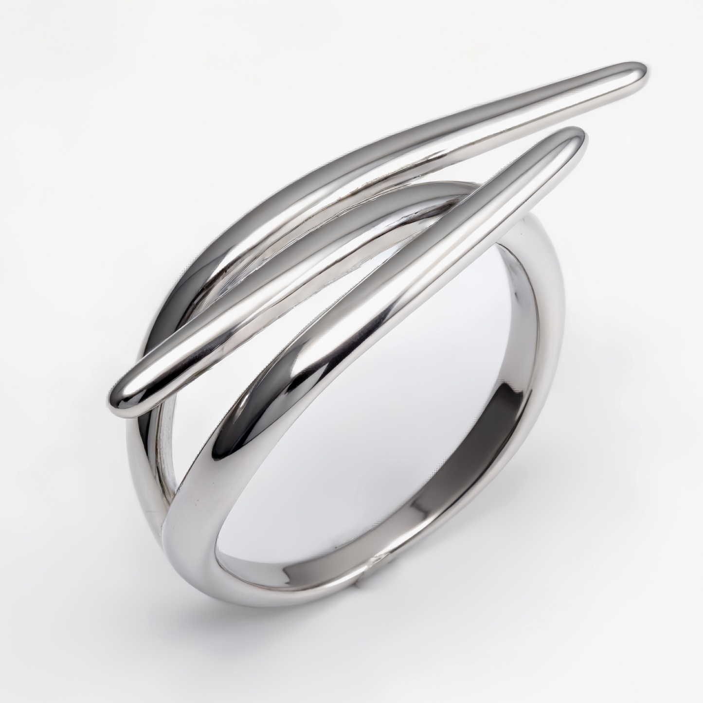 Gold - Silver Bicolor Crossed Streamline Ring, Stylish and Personalized Trendy Band | G004949-JinBaoJewerly