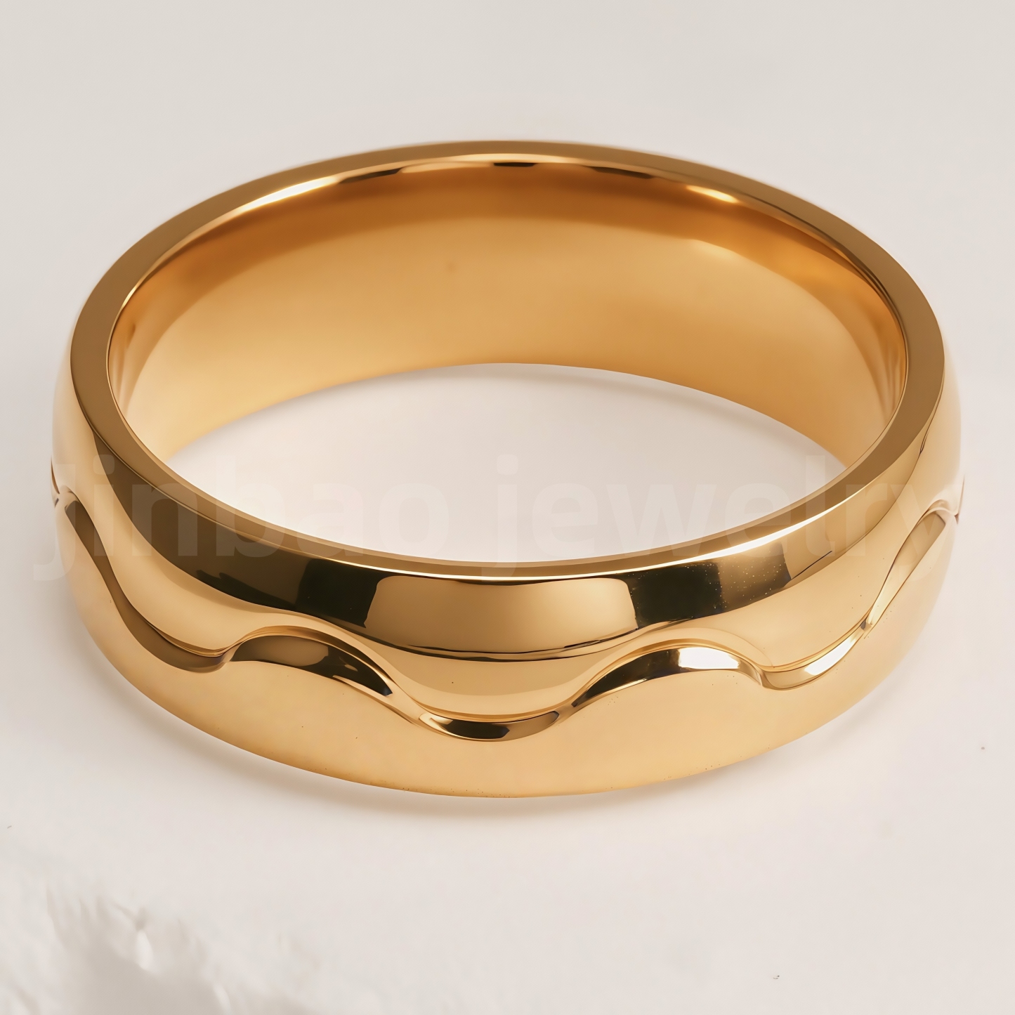 Stylish 24K Gold-Plating Stainless Steel Unisex 6MM Band-JinBaoJewerly