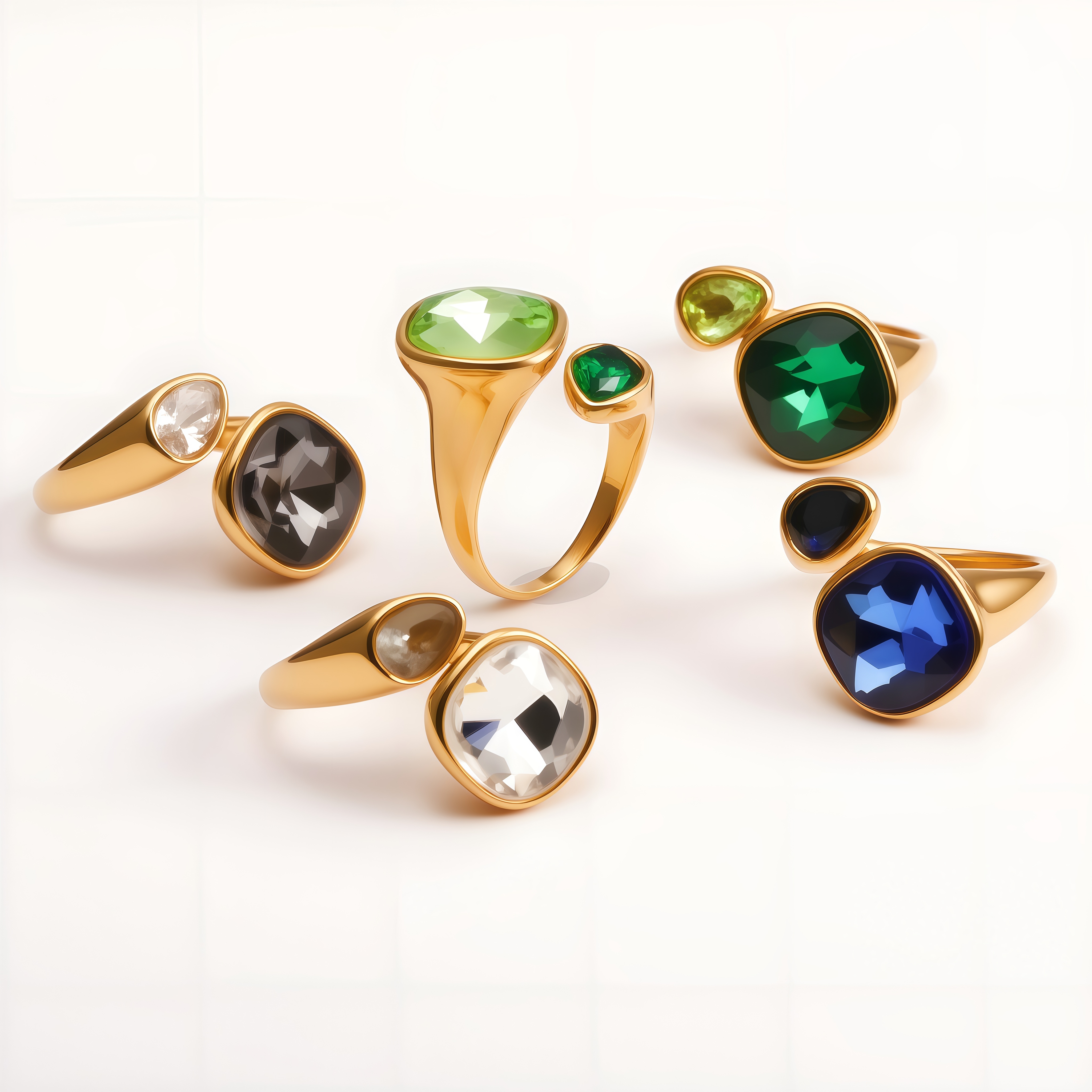 Colorful Gemstone Accents, Hypoallergenic & Durable Stainless Steel Rings for Women
