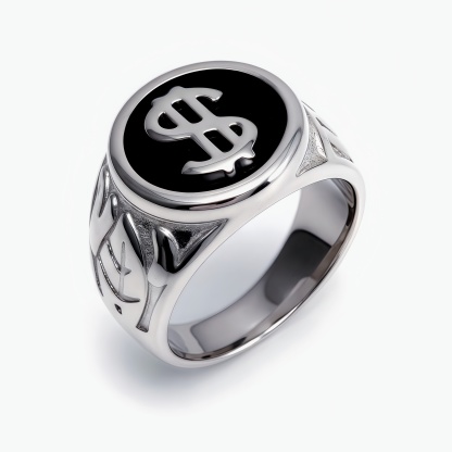 Dollar Sign Stainless Steel Ring - Edgy Streetwear for Men & Women  | DZ219-JinBaoJewerly