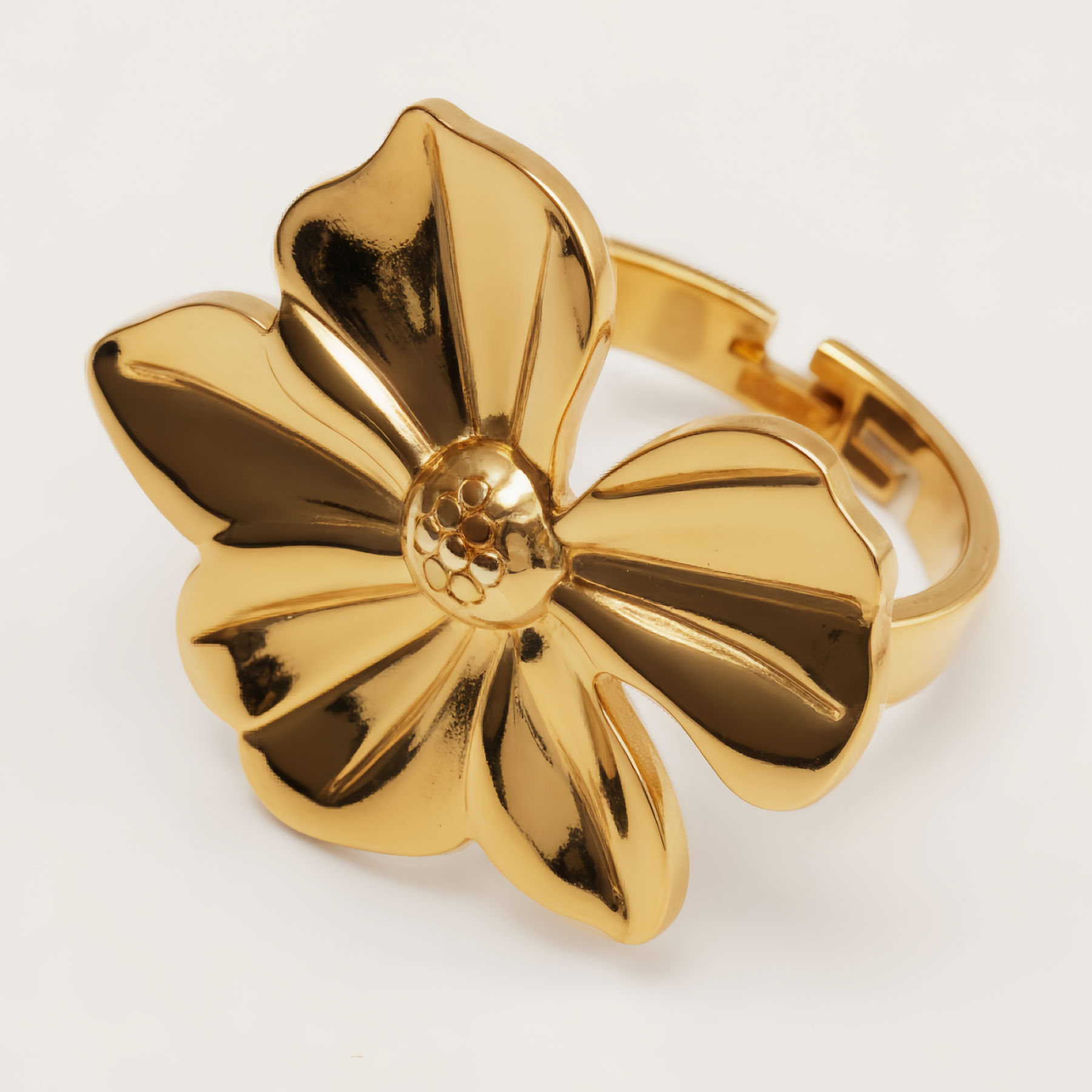 Gold Petal & Stamen Ring, Sweet - style Fashion Band | G006220-JinBaoJewerly