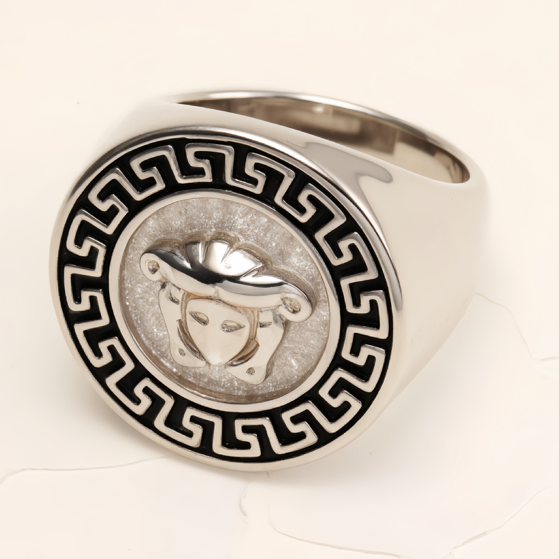 Geometric - bordered Lion - head Stainless Steel Ring - Personalized Jewelry for Men | DZ251-JinBaoJewerly