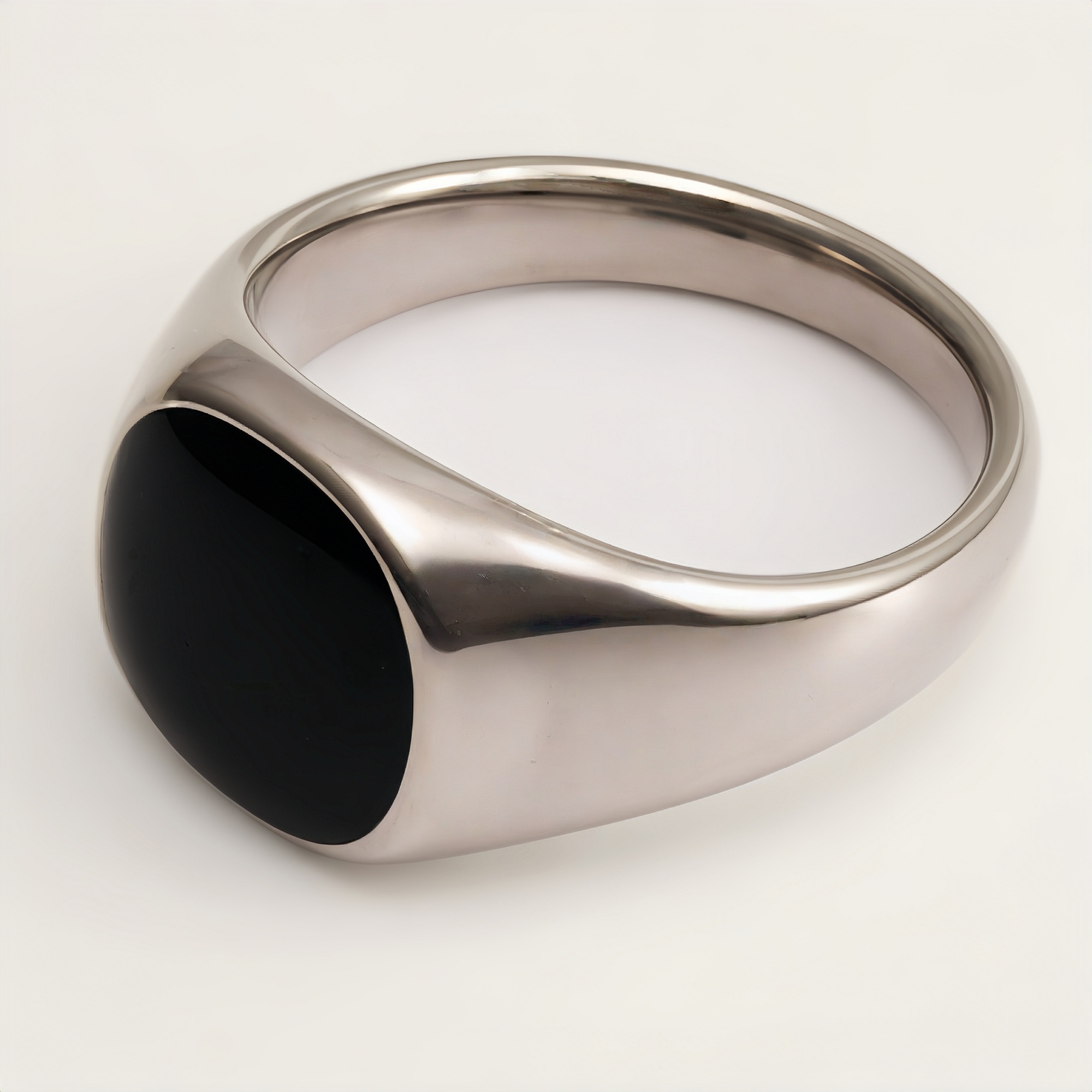 Fashionable Polished Metal Black Oval Ring - Must - Have for Personalized Outfits | DZ1030-JinBaoJewerly