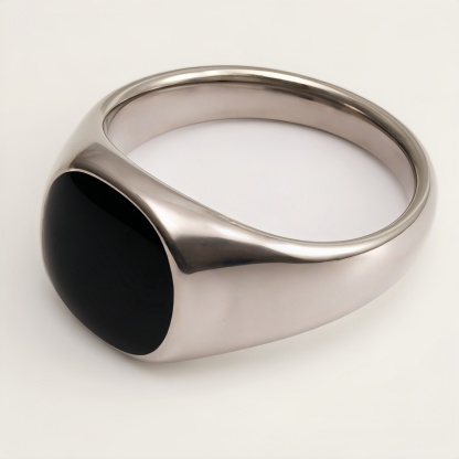 Fashionable Polished Metal Black Oval Ring - Must - Have for Personalized Outfits | DZ1030-JinBaoJewerly