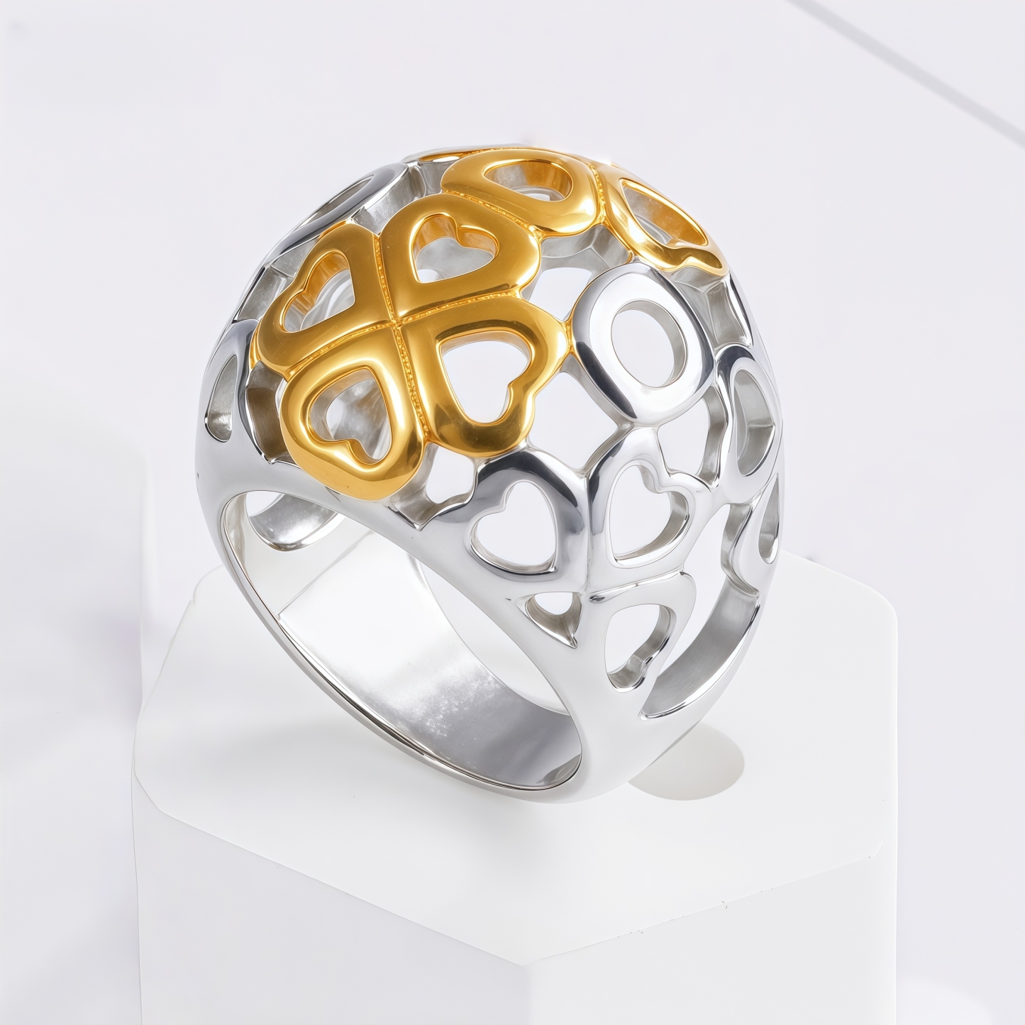 Elegant Heart Shaped Openwork Ring for Women | G00348T