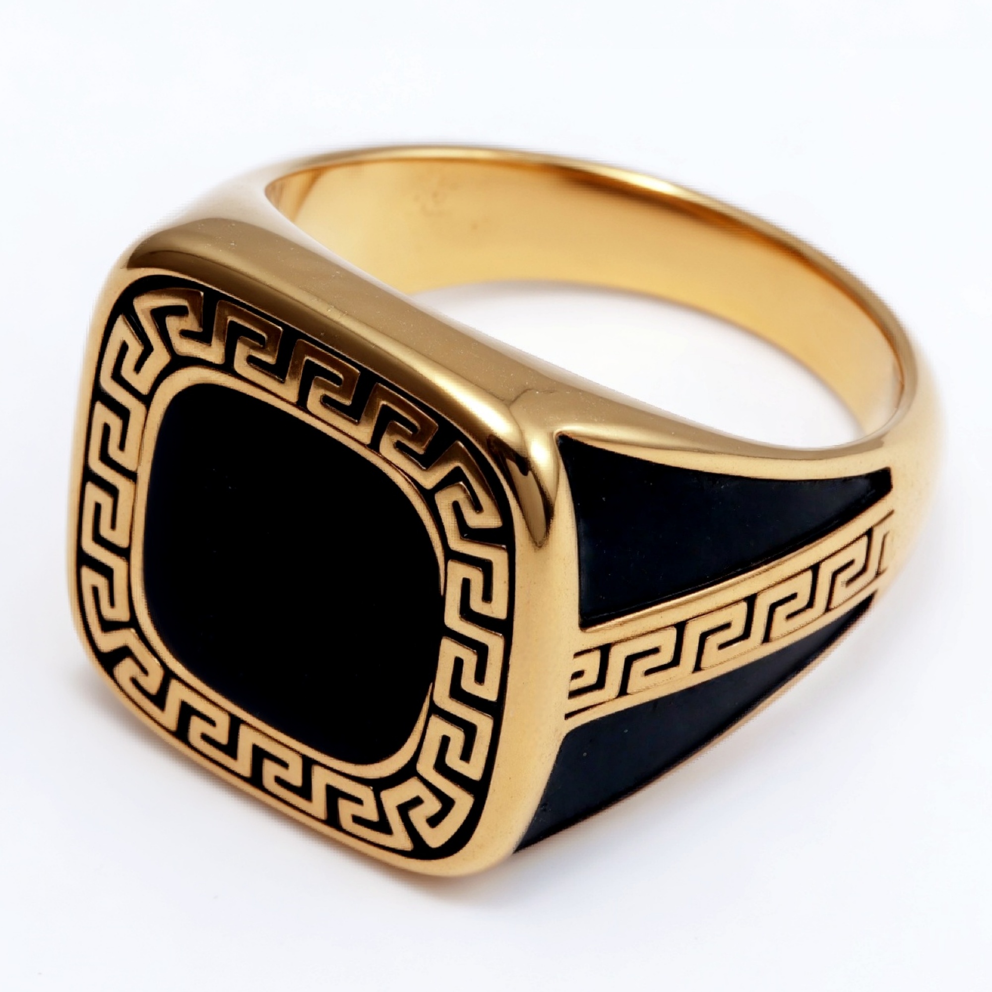 Retro Gold - tone Greek Key Ring, A Must - have for Fashionistas | G002104-JinBaoJewerly