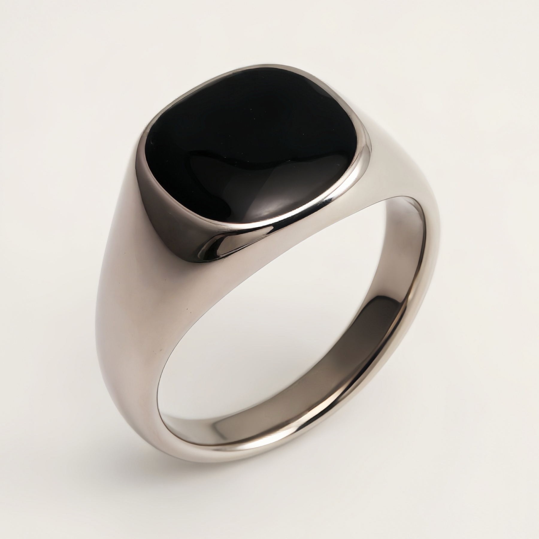 Fashionable Polished Metal Black Oval Ring - Must - Have for Personalized Outfits | DZ1030-JinBaoJewerly