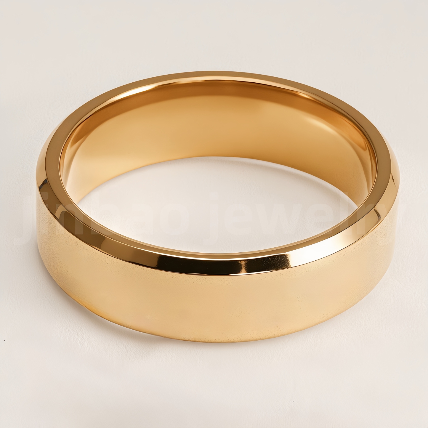 Stylish 24K Gold-Plating Stainless Steel Unisex 6MM Band-JinBaoJewerly