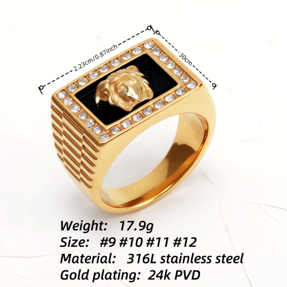 Classic Medusa Diamond - inlaid Gold/Silver Ring, Must - have Item for Fashionistas | DZ299-JinBaoJewerly