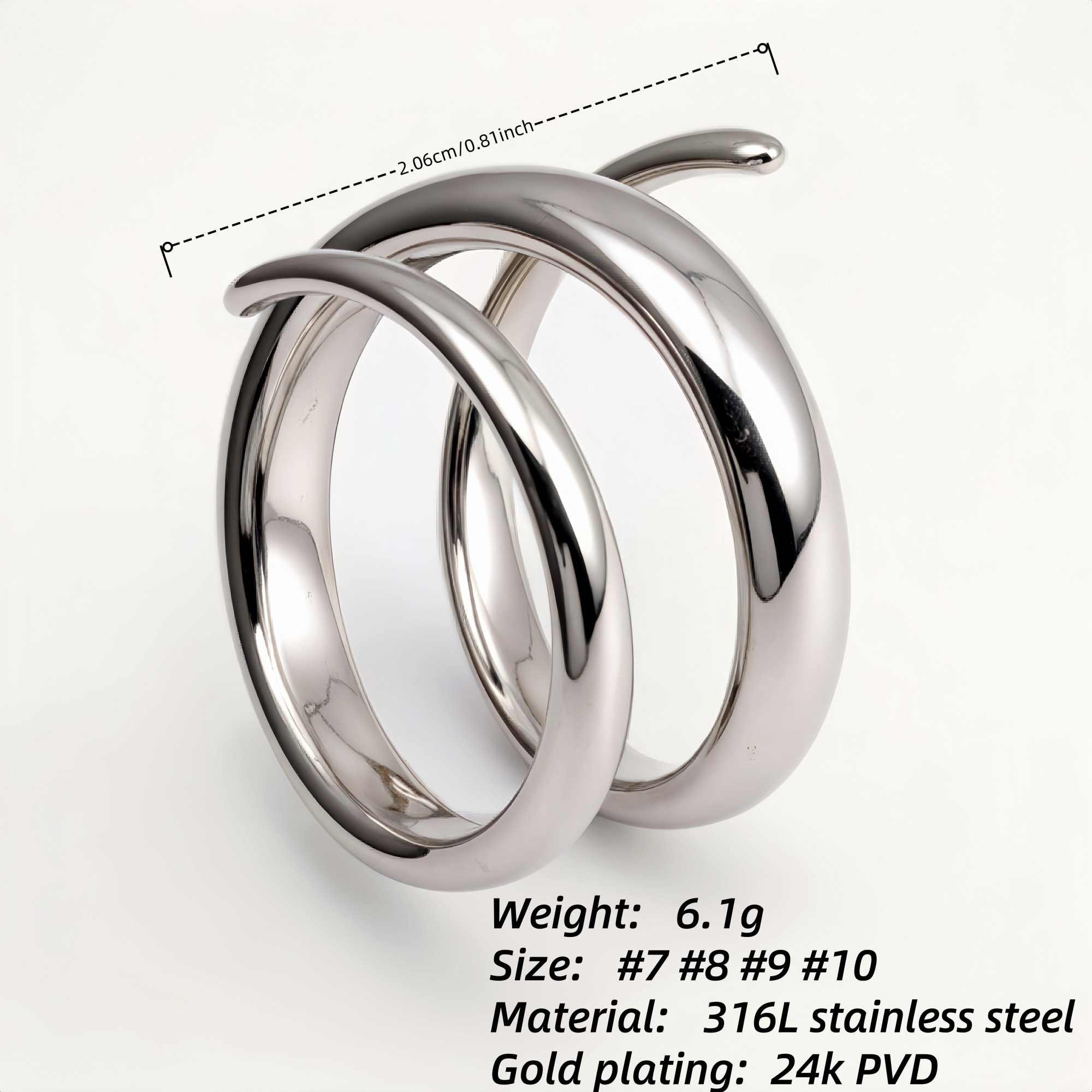 Stainless Steel Spiral Open Ring, Individual and Trendy Fashion Finger Ring | G002230-JinBaoJewerly