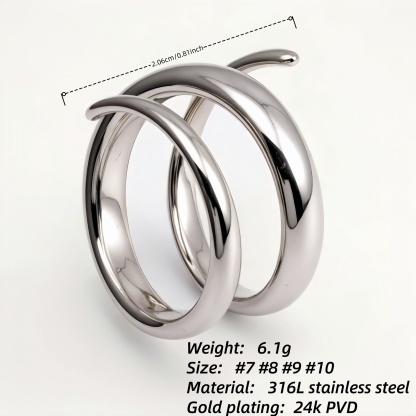 Stainless Steel Spiral Open Ring, Individual and Trendy Fashion Finger Ring | G002230-JinBaoJewerly