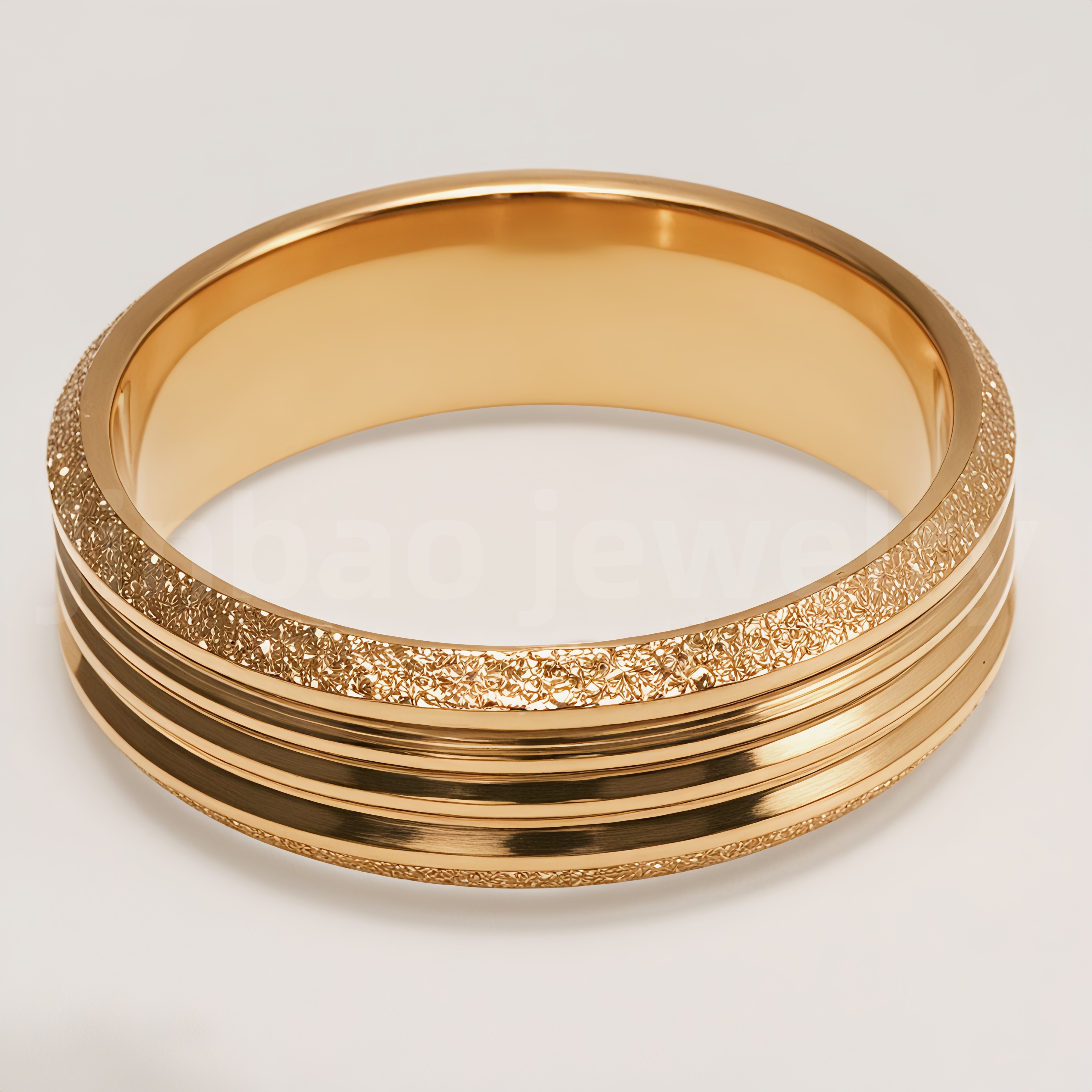Stylish 24K Gold-Plating Stainless Steel Unisex 6MM Band-JinBaoJewerly