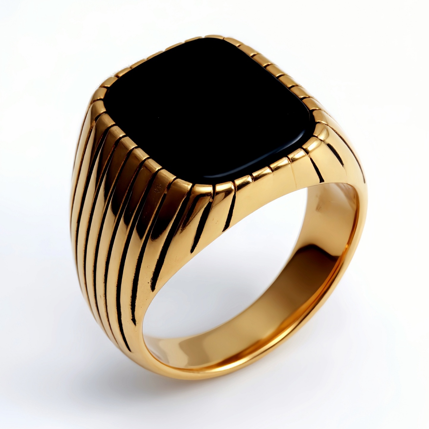 Striped Gold - set Square Gemstone Ring, a Choice of Personality and Fashion | K00165-JinBaoJewerly