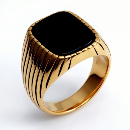 Striped Gold - set Square Gemstone Ring, a Choice of Personality and Fashion | K00165-JinBaoJewerly