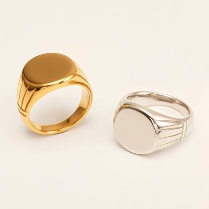 Classic Style Oval Stainless Steel Unisex Ring丨DZ22B-JinBaoJewerly