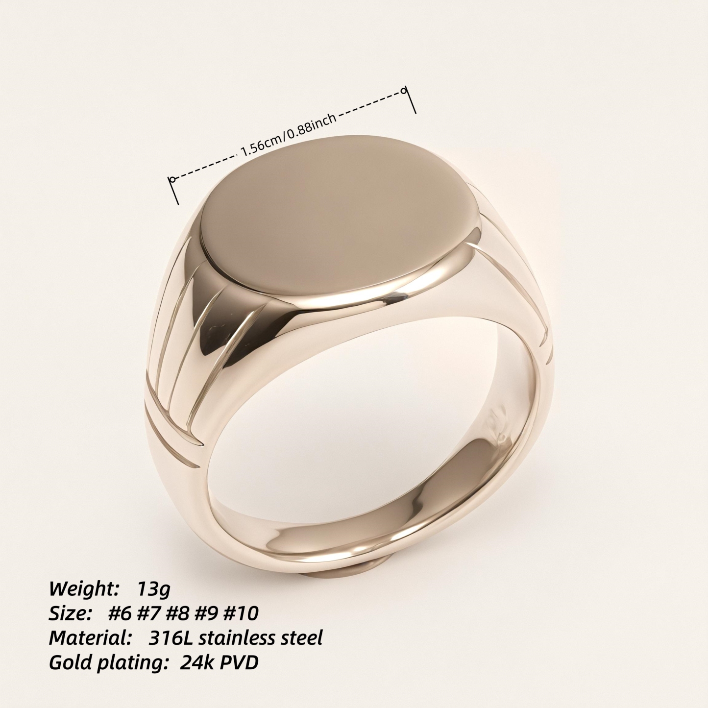 Classic Style Oval Stainless Steel Unisex Ring丨DZ22B-JinBaoJewerly