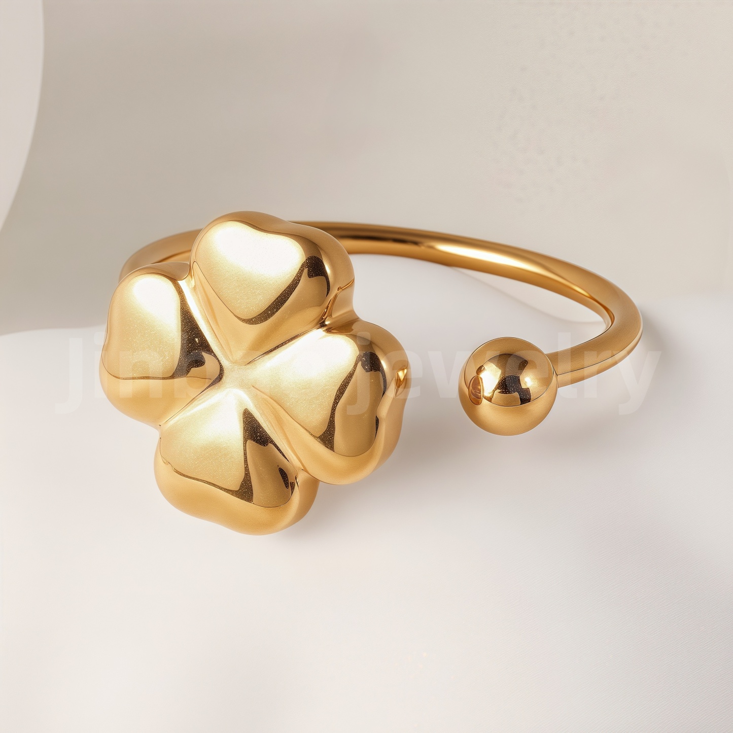 24K Gold-Plating Stainless Steel Adjustable Open Fashion Retro Women's Waterproof Ring-JinBaoJewerly