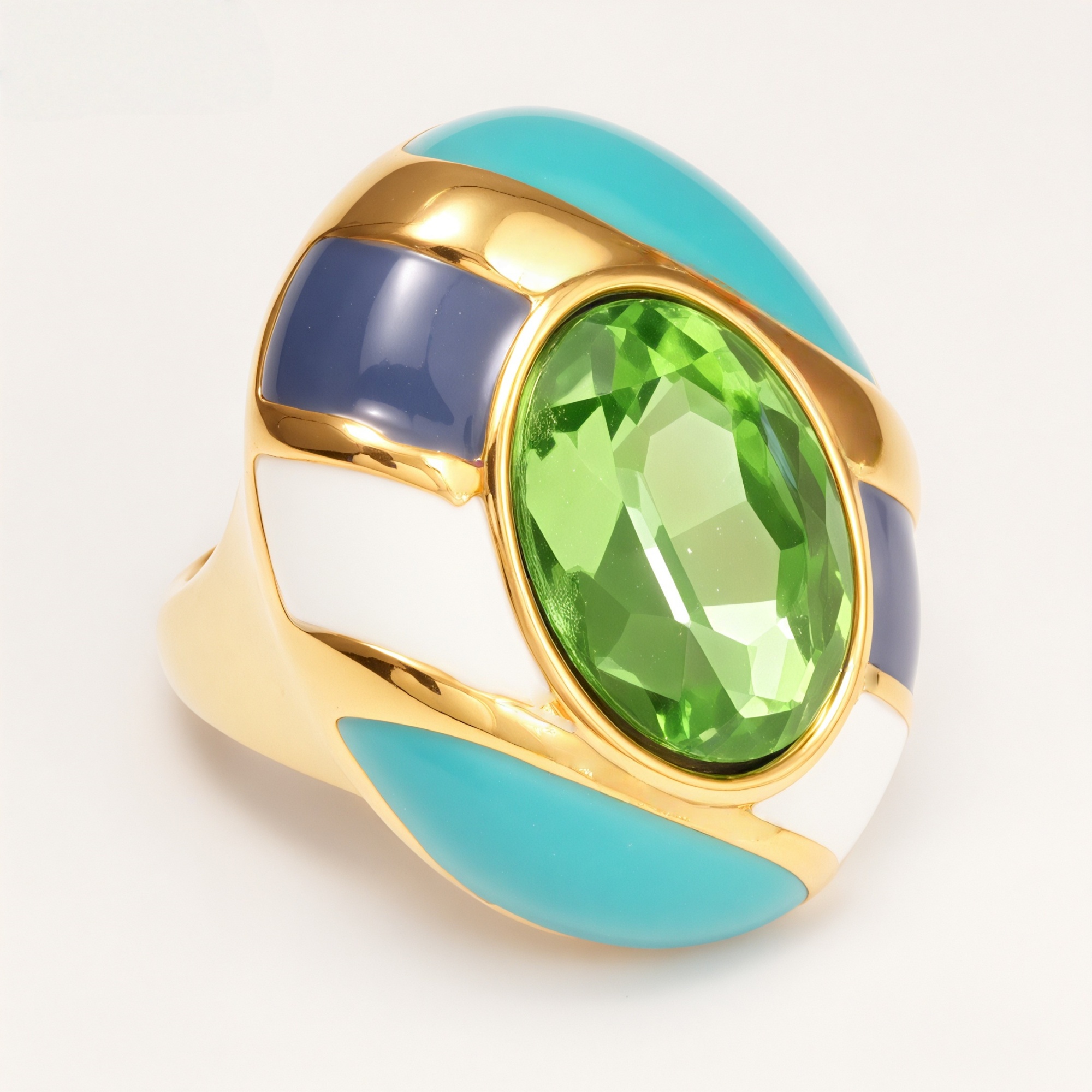 Luxury Enamel Gemstone Inlaid Stainless Steel Women's Ring | G004462JHU-JinBaoJewerly
