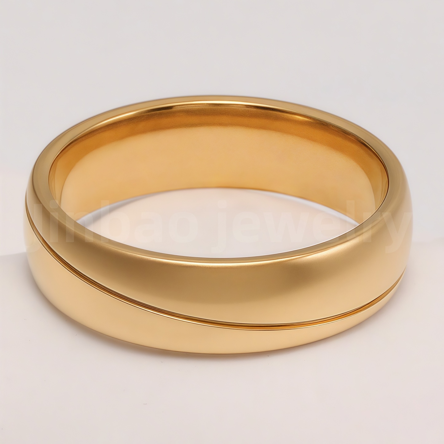 24K Gold-Plating Stainless Steel Retro Pattern Men's Waterproof Ring  6MM-JinBaoJewerly