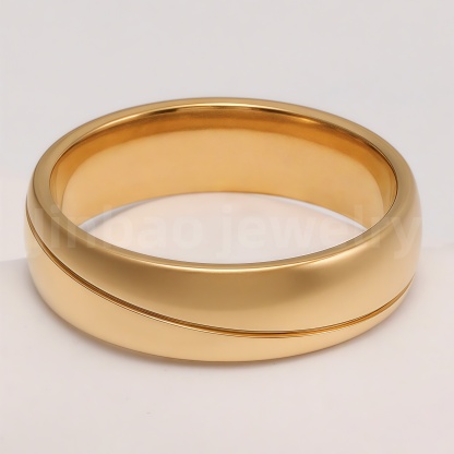 24K Gold-Plating Stainless Steel Retro Pattern Men's Waterproof Ring  6MM-JinBaoJewerly