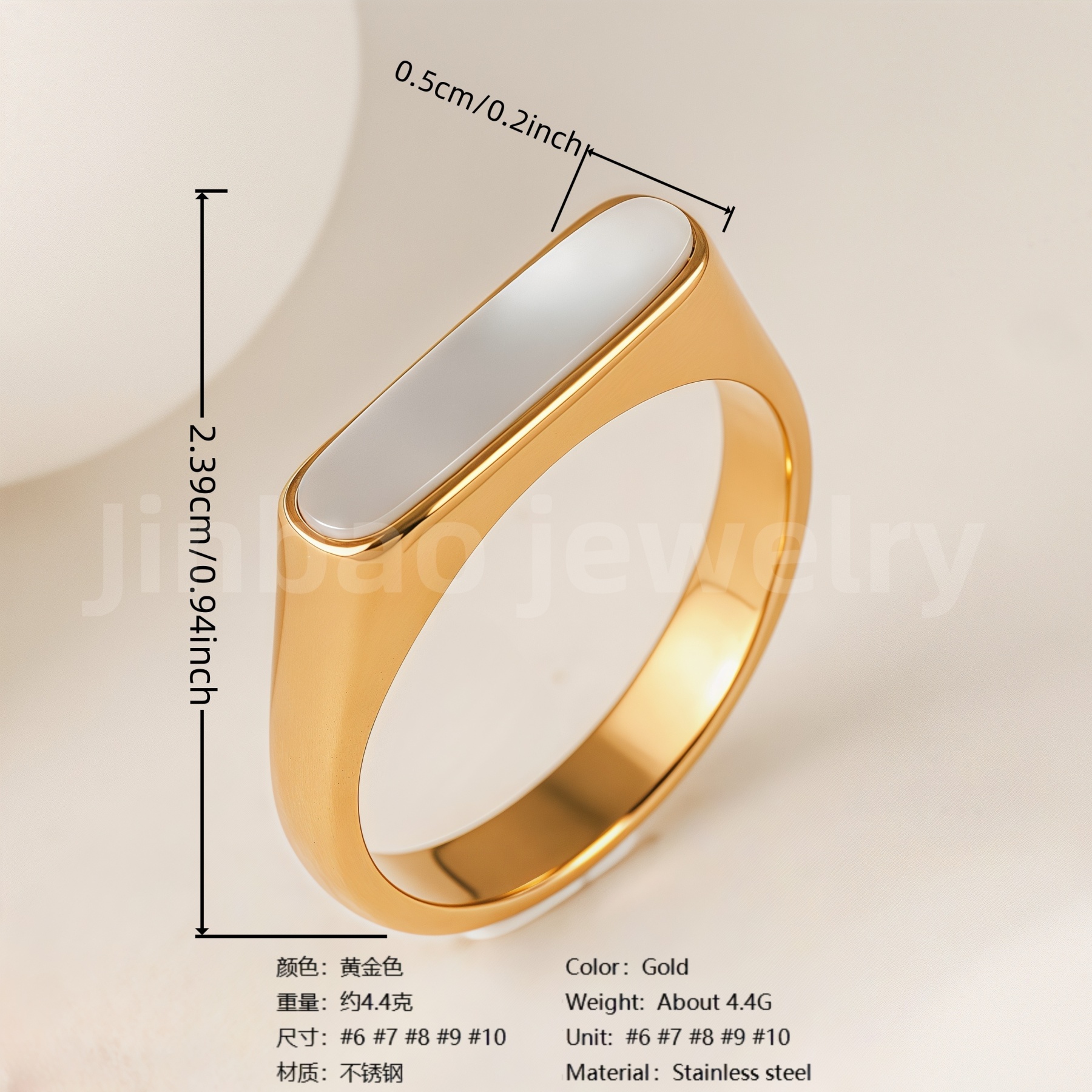 24K Gold-Plating Stainless Steel Adjustable Open Fashion Retro Women's Waterproof Ring-JinBaoJewerly