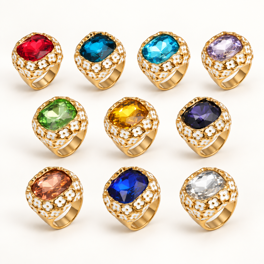 Multicolor Ring E00647J Oval cushion Decorative Stone