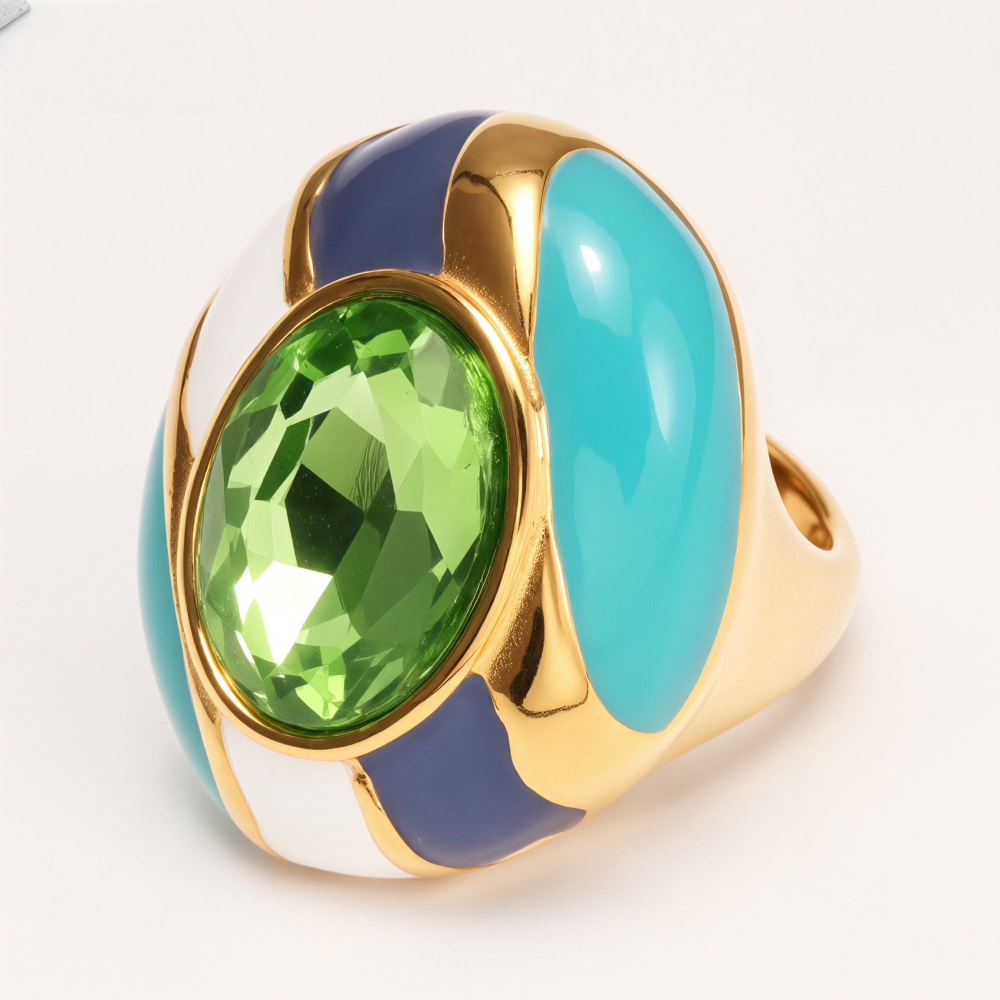 Luxury Enamel Gemstone Inlaid Stainless Steel Women's Ring | G004462JHU-JinBaoJewerly