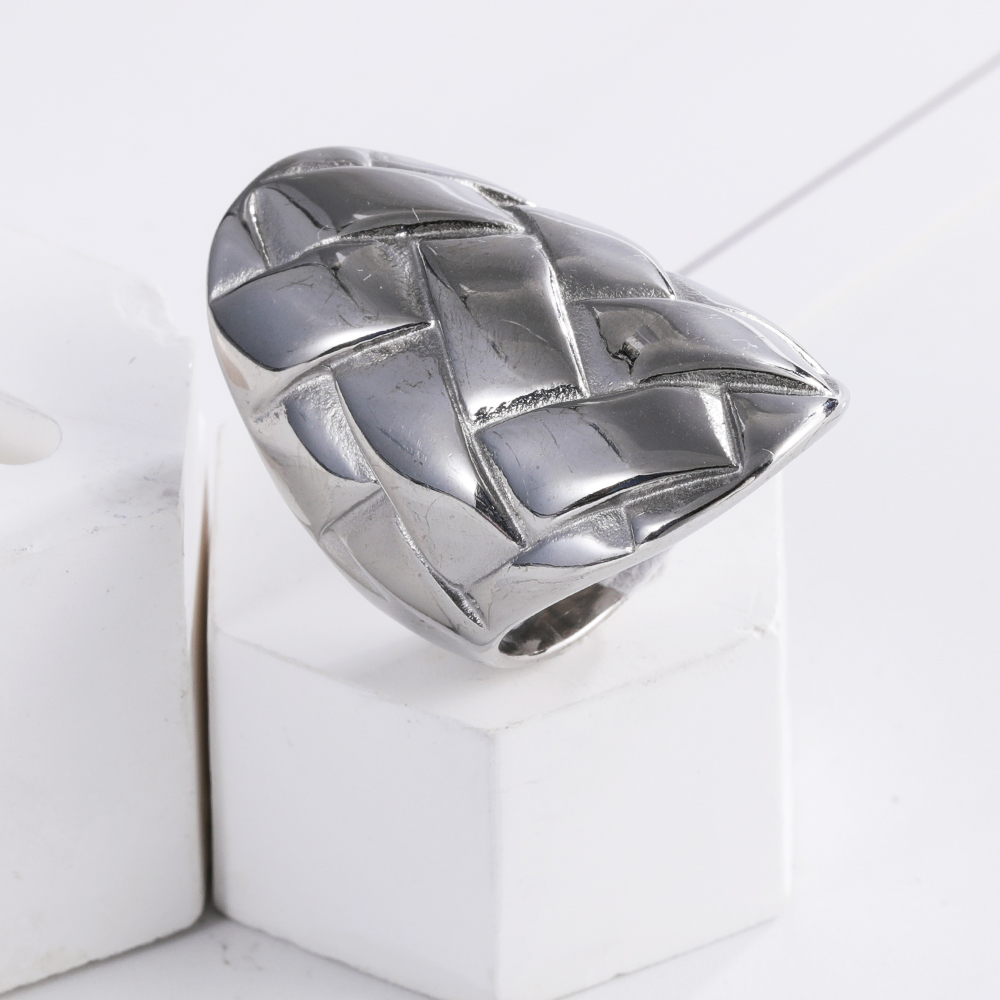 Sleek Stainless Steel Woven Band Ring for Women | G002903-JinBaoJewerly