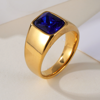Vintage Stainless Steel Gemstone Ring Classic Style for Men | BL1072-JinBaoJewerly