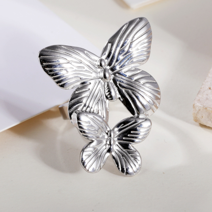 Simple Butterfly Pearl Stainless Steel Women's Ring | G005414-JinBaoJewerly