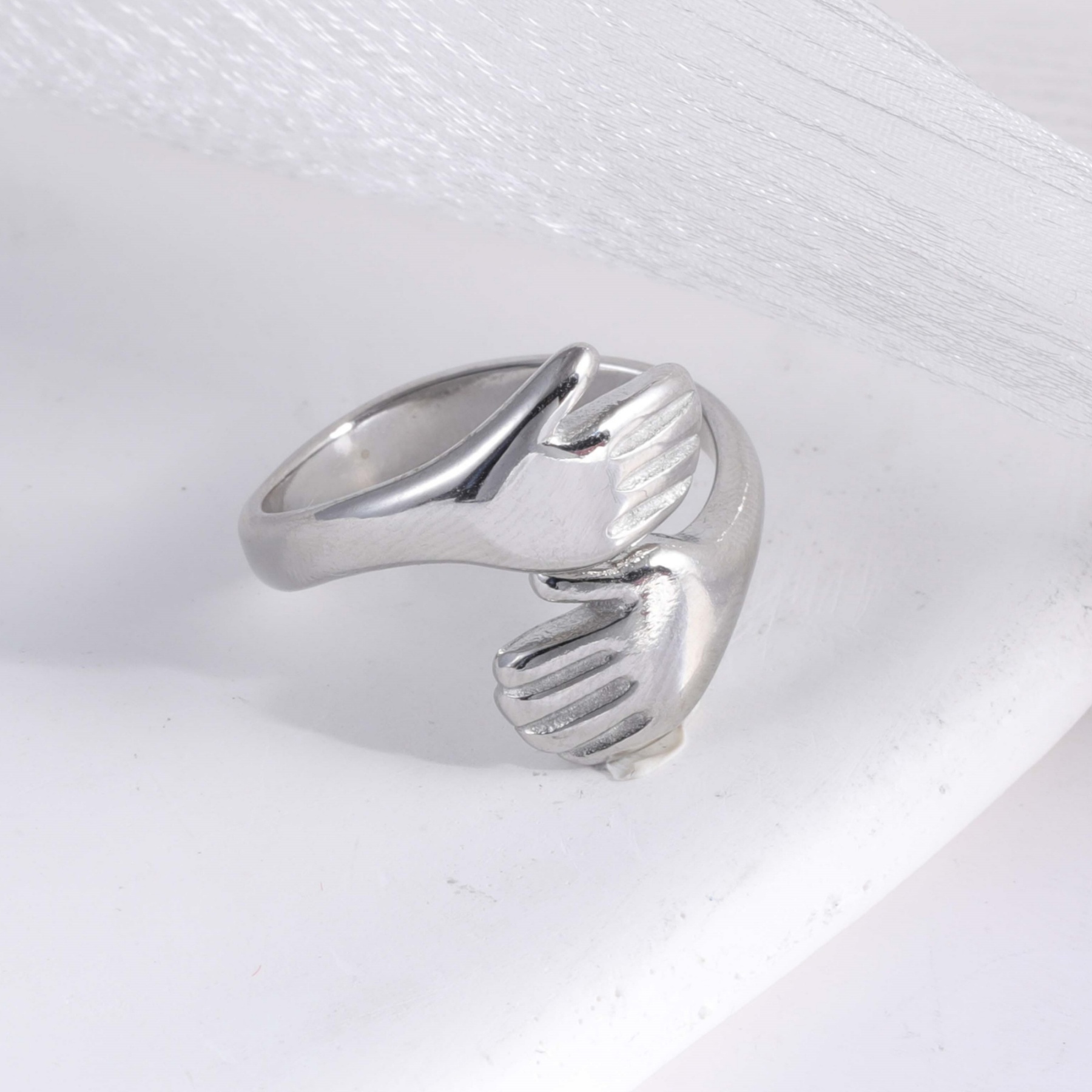 Creative Double Hand Stainless Steel Ring Unisex Ring | G00449-JinBaoJewerly