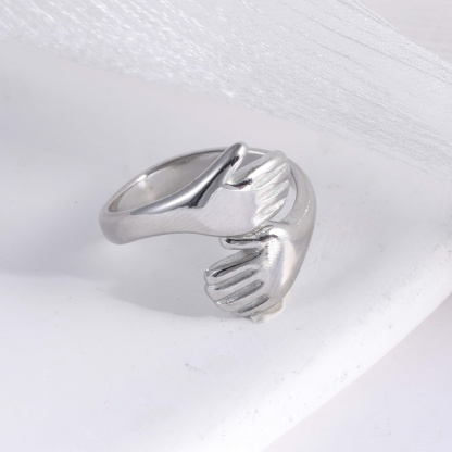 Creative Double Hand Stainless Steel Ring Unisex Ring | G00449-JinBaoJewerly