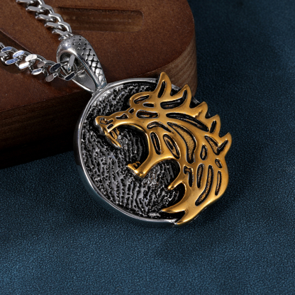 Vintage Wolf Stainless Steel Tag Necklace丨DP-190-JinBaoJewerly