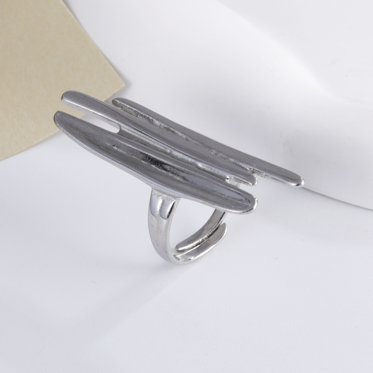 Minimalist Intersecting Stainless Steel Ring for Women | N001159-JinBaoJewerly