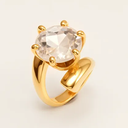 Luxury Style Colored Crystal Stainless Steel Women's Ring丨XHBL-1-HO-JinBaoJewerly