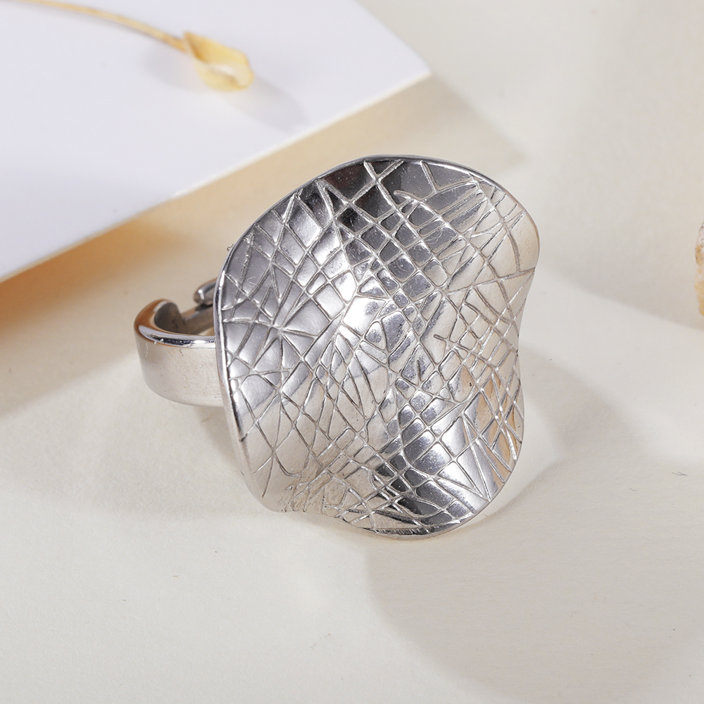 Personalized and creative wide-face woven open stainless steel women's ring | G005252-JinBaoJewerly