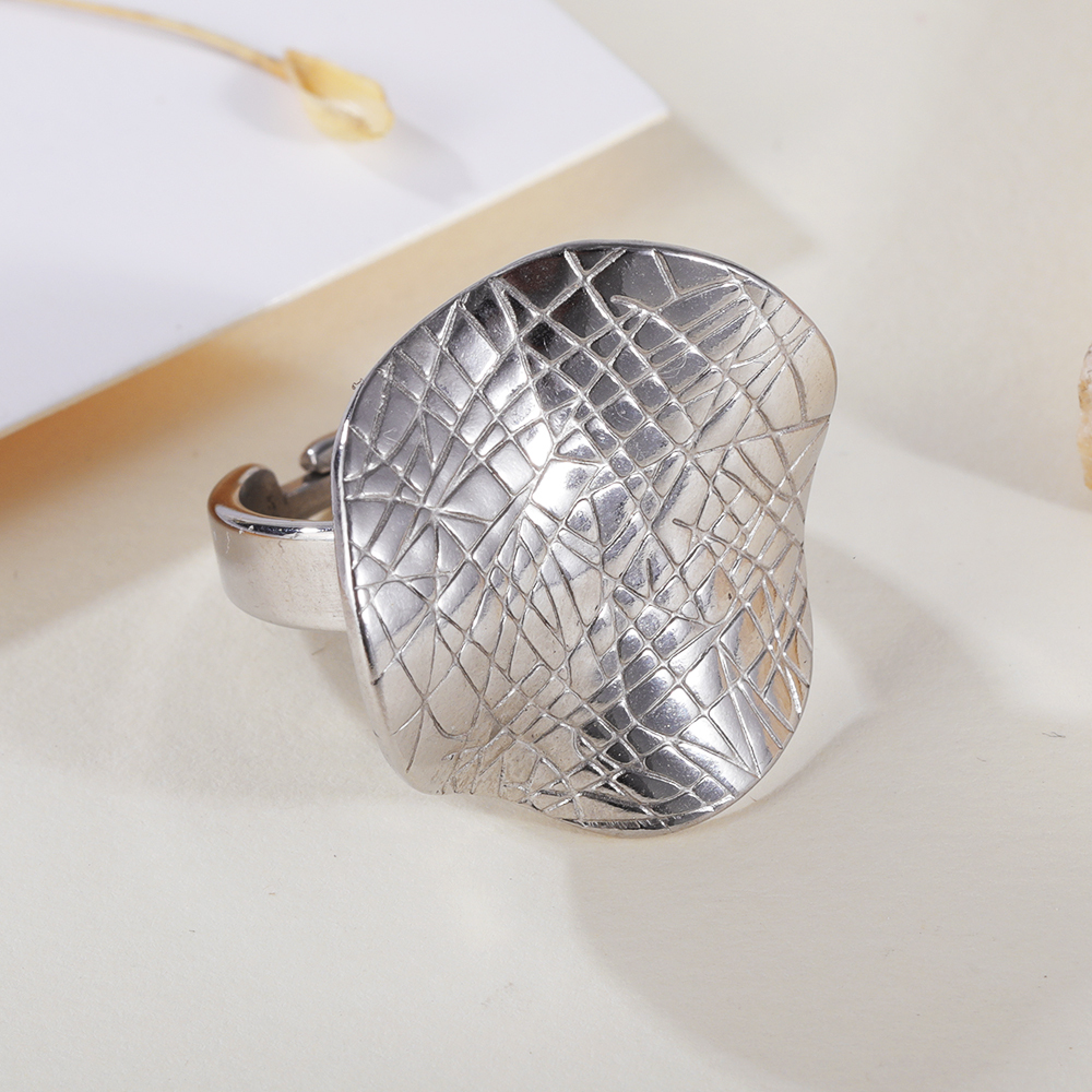 Personalized and creative wide-face woven open stainless steel women's ring | G005252-JinBaoJewerly