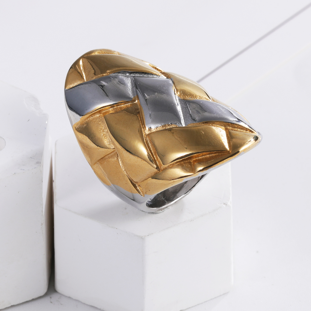 Sleek Stainless Steel Woven Band Ring for Women | G002903-JinBaoJewerly