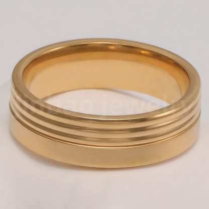 24K Gold-Plating Stainless Steel Retro Pattern Men's Waterproof Ring  6MM-JinBaoJewerly