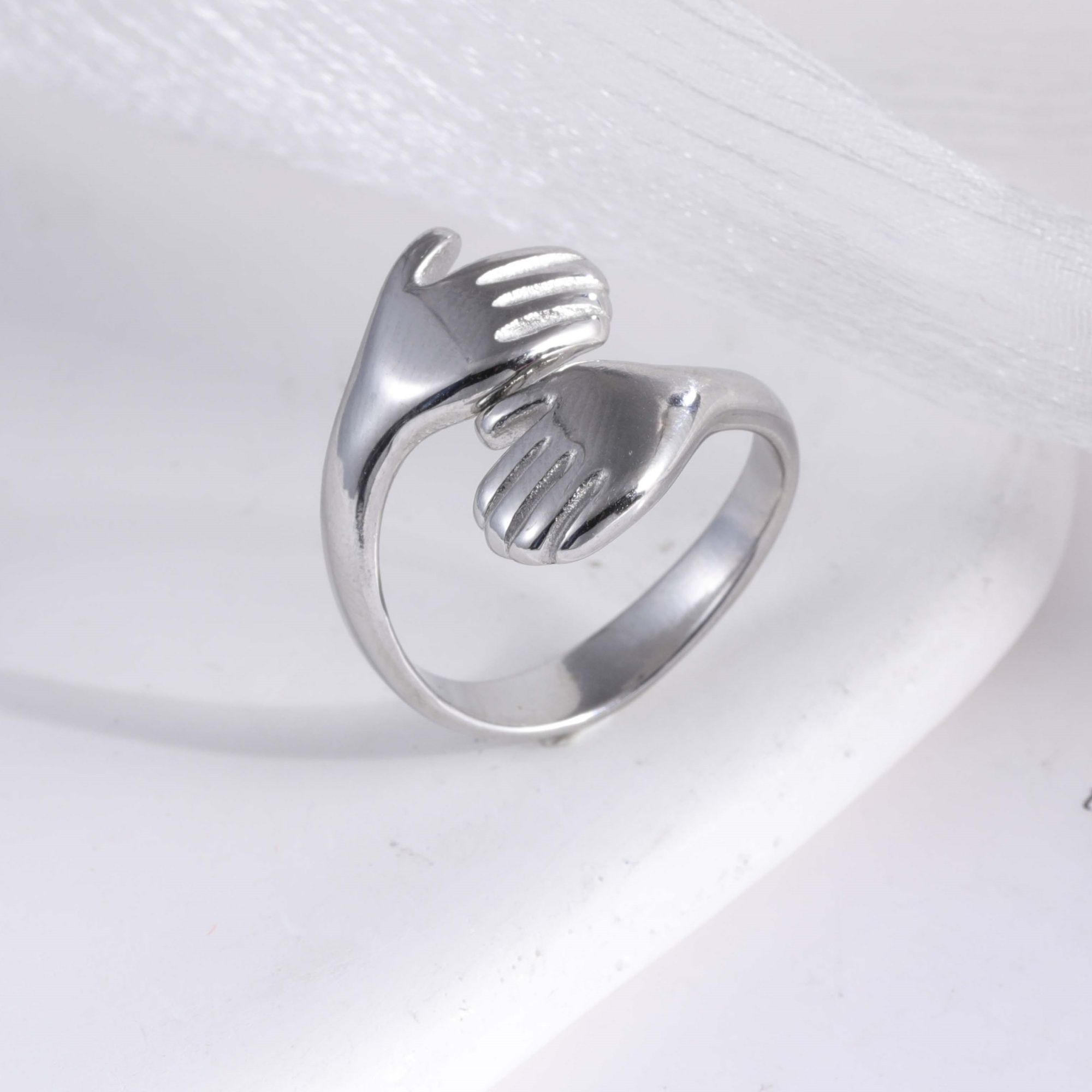 Creative Double Hand Stainless Steel Ring Unisex Ring | G00449-JinBaoJewerly