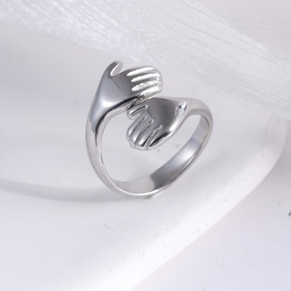Creative Double Hand Stainless Steel Ring Unisex Ring | G00449-JinBaoJewerly