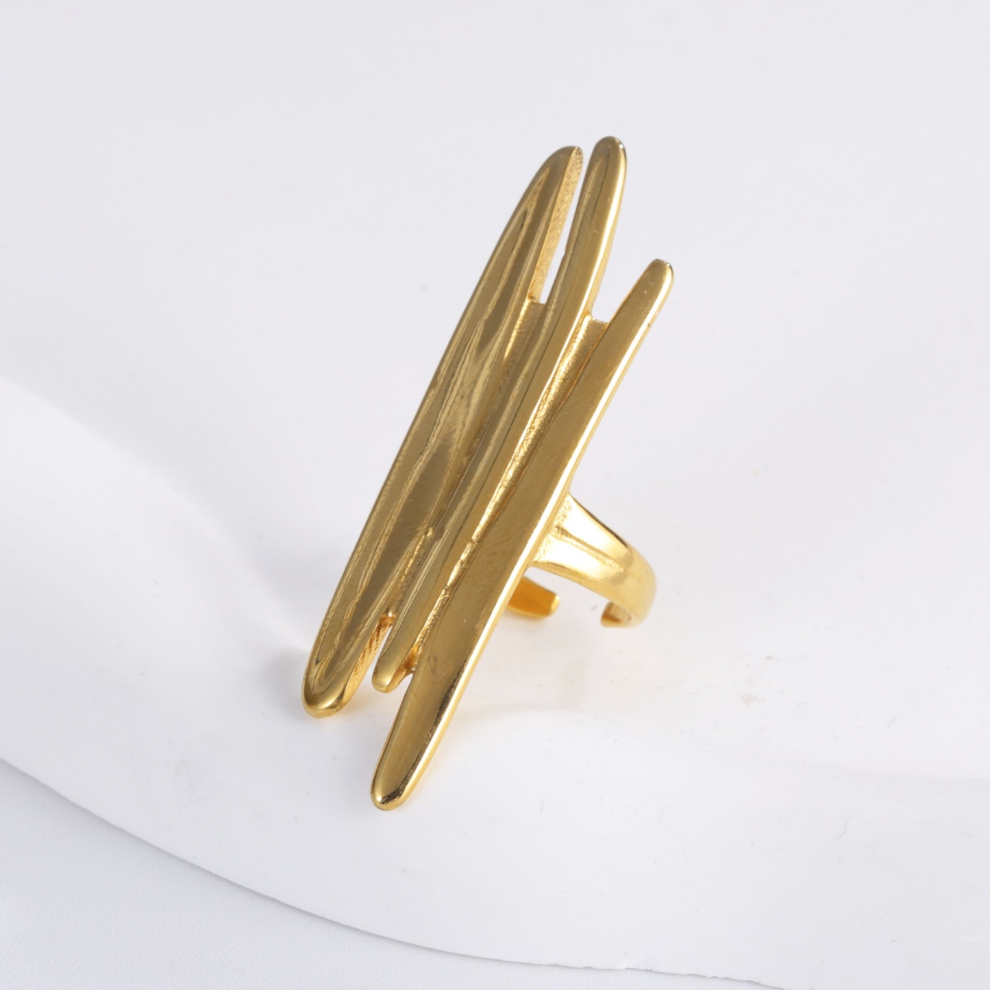Minimalist Intersecting Stainless Steel Ring for Women | N001159-JinBaoJewerly