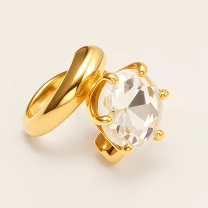 Luxury Style Colored Crystal Stainless Steel Women's Ring丨XHBL-1-HO-JinBaoJewerly