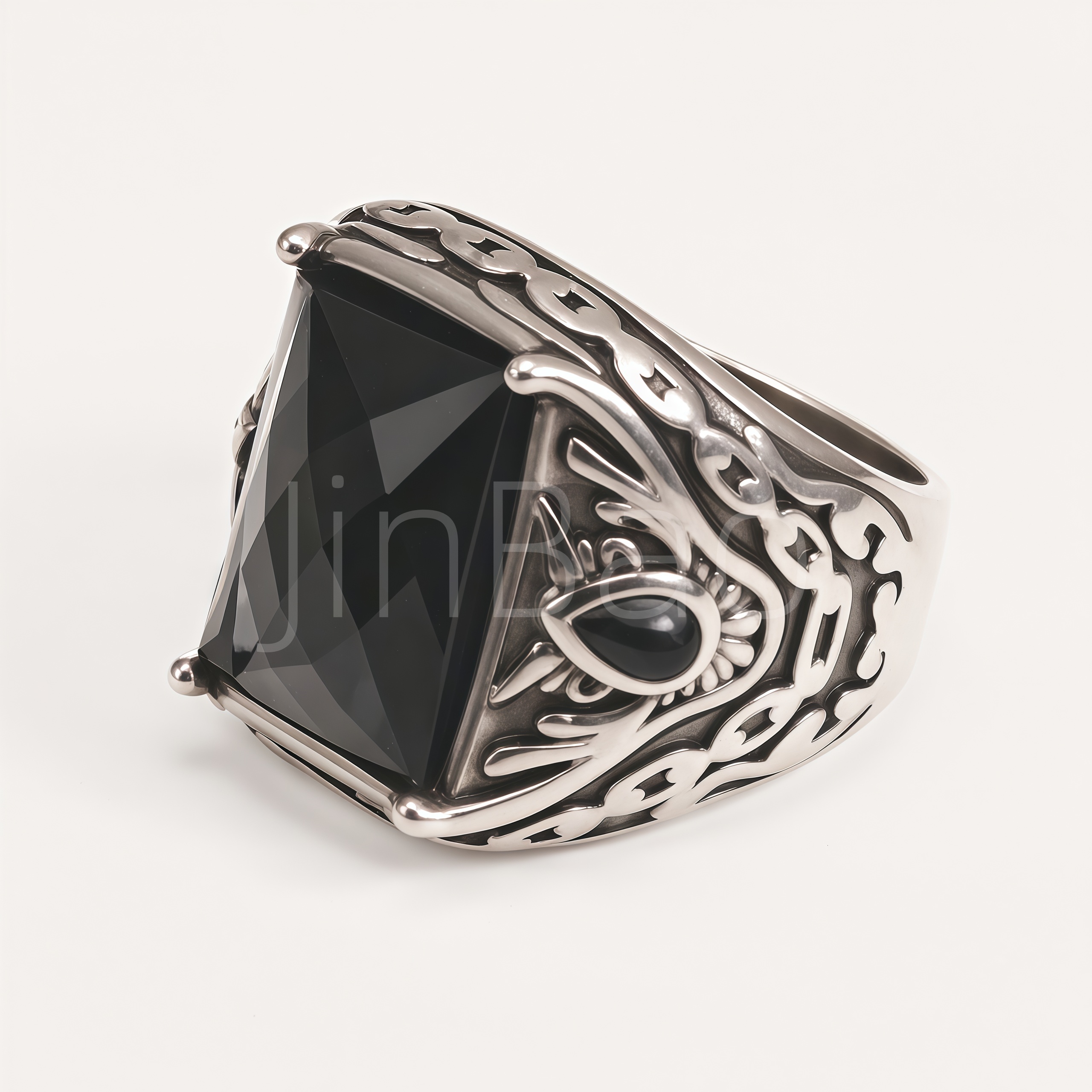 Gothic Vintage Chain Engraved Men Ring | B206G