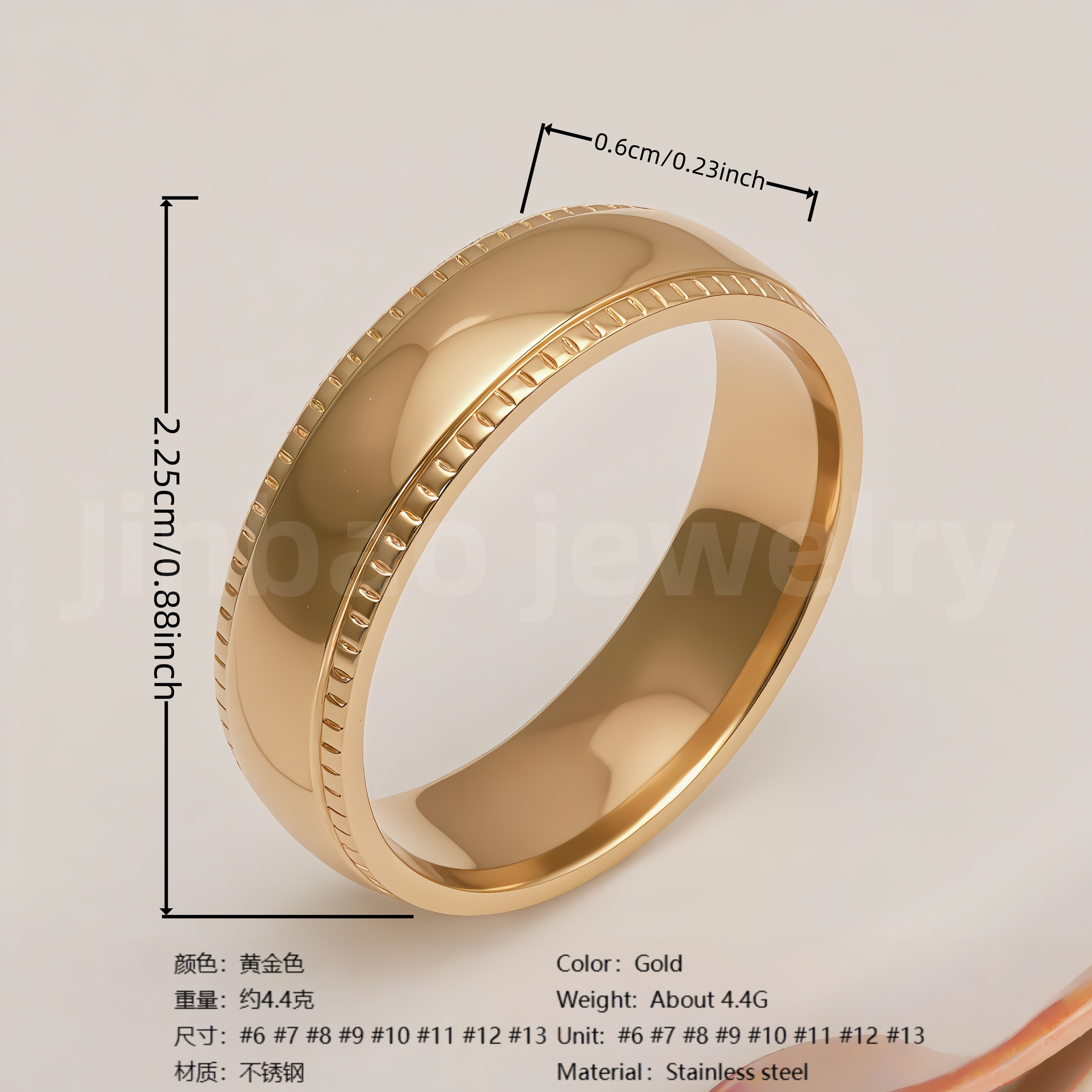 24K Gold PVD Stainless Steel Titanium Vintage Punk Style Men's Ring-JinBaoJewerly