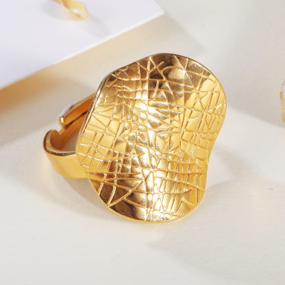 Personalized and creative wide-face woven open stainless steel women's ring | G005252-JinBaoJewerly