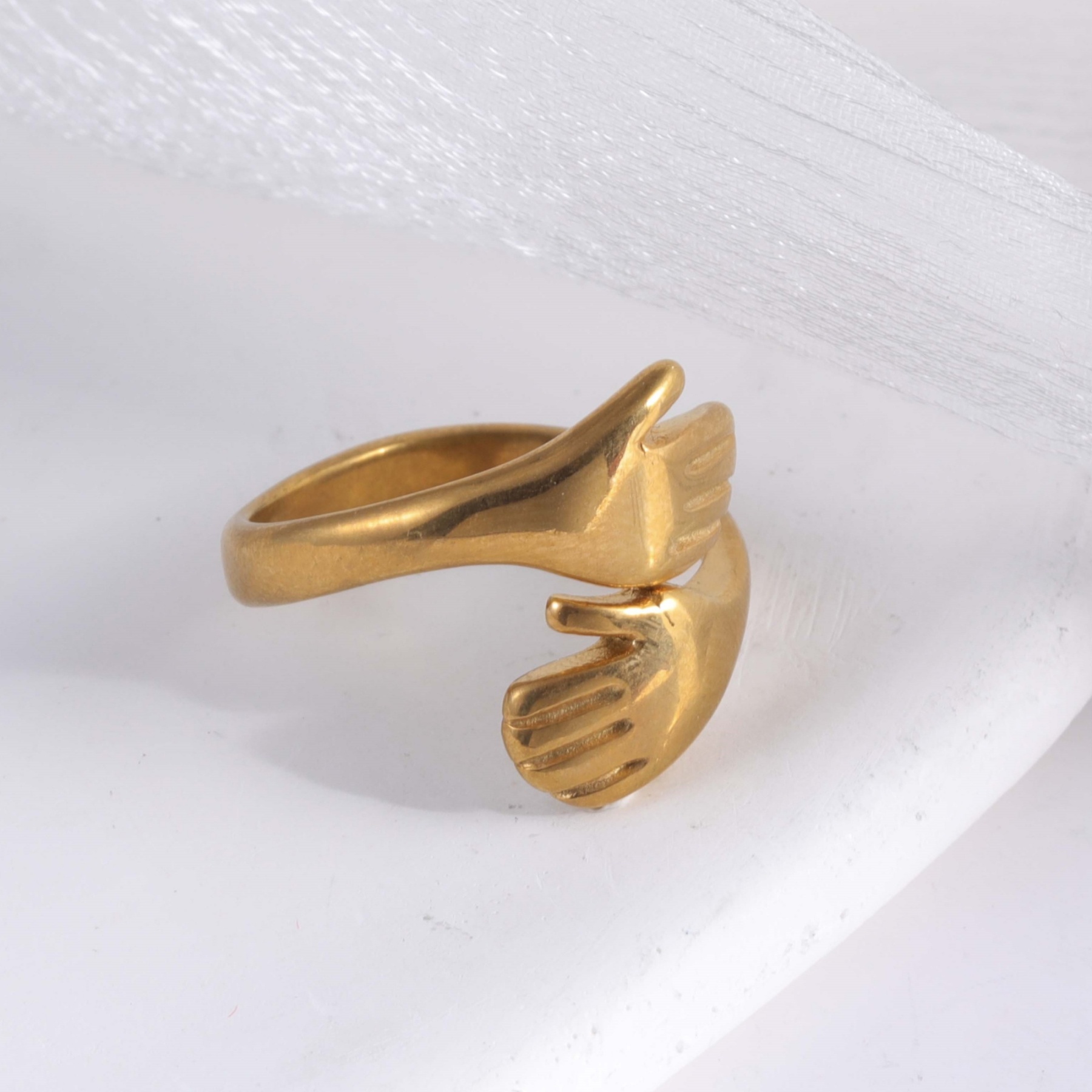 Creative Double Hand Stainless Steel Ring Unisex Ring | G00449-JinBaoJewerly